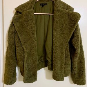 Banana Republic Green Teddy Jacket Plush Sherpa Style